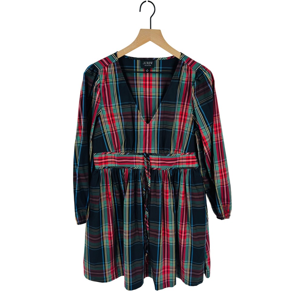 J. Crew Collection Tartan Plaid Long Sleeve Dress Size 10 Holiday Christmas